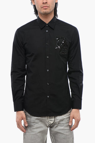Long Sleeved NIGHT COLLEGE Shirt With Sequined Logo