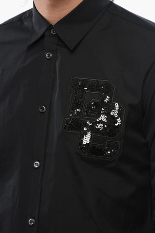 Long Sleeved NIGHT COLLEGE Shirt With Sequined Logo