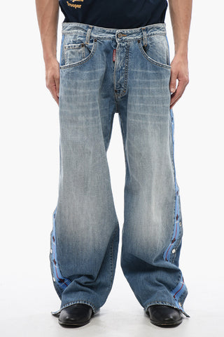 Straight-Fit Jeans BIG with Logo Bands and Side Buttons, 27 cm