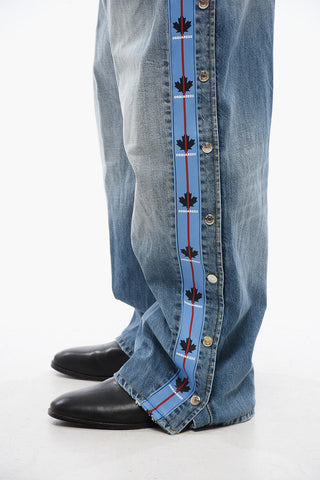 Straight-Fit Jeans BIG with Logo Bands and Side Buttons, 27 cm