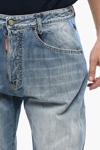 Straight-Fit Jeans BIG with Logo Bands and Side Buttons, 27 cm