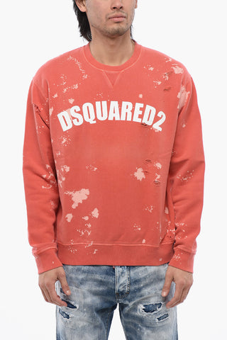 Logo Print Distressed Effect Crewneck Sweatshirt