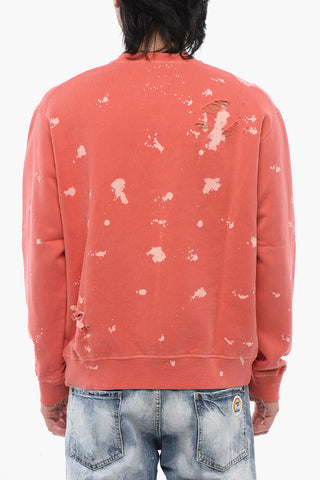 Logo Print Distressed Effect Crewneck Sweatshirt