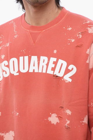 Logo Print Distressed Effect Crewneck Sweatshirt