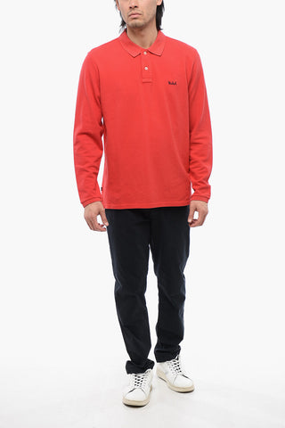 Langarm-Poloshirt Mit Stickerei
