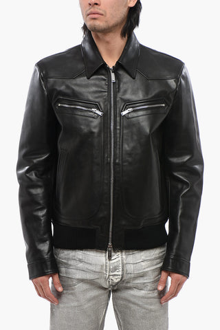 Front Zipped Leather Jacket