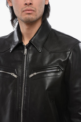 Front Zipped Leather Jacket
