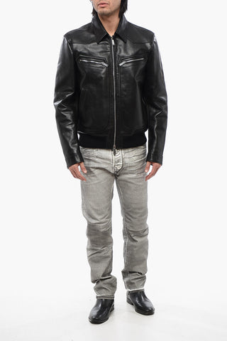 Front Zipped Leather Jacket