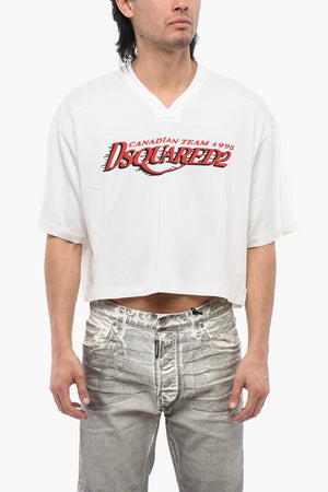 Bedrucktes Cropped Football-Fit T-Shirt