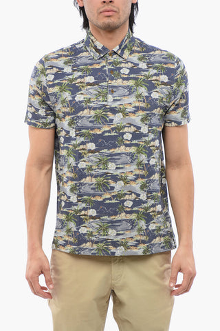 Beach Print Cotton Polo