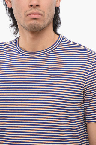 Stripe Motif Linen Blend T-shirt