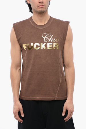 Ärmelloses T-Shirt FUCKER mit Metallic-Effekt-Print