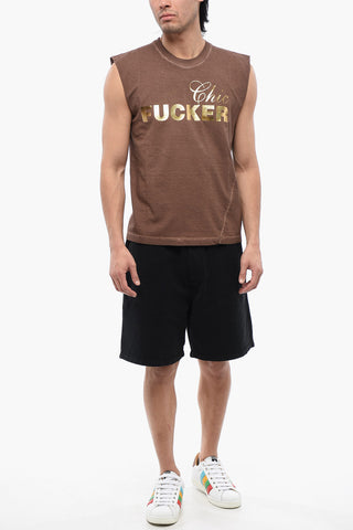 Ärmelloses T-Shirt FUCKER mit Metallic-Effekt-Print