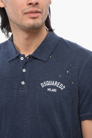 Polo Tennis Fit Effetto Distressed