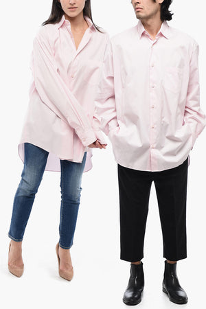 UNISEX Camicia Oversize in Popeline di Cotone con Logo Stampato