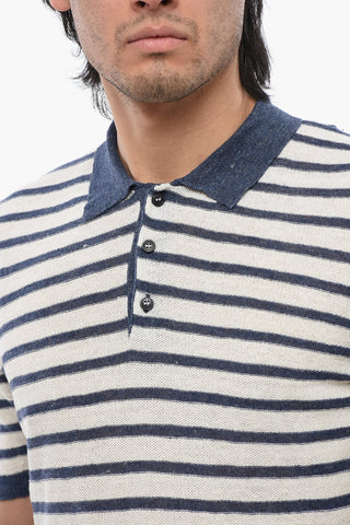 Striped Linen Blend Polo