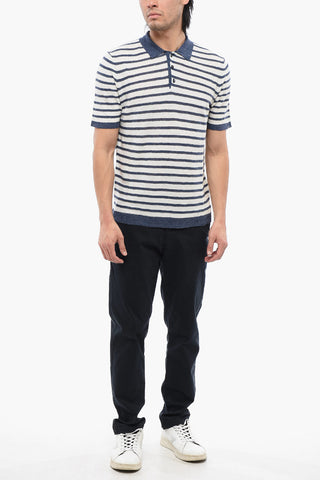 Striped Linen Blend Polo