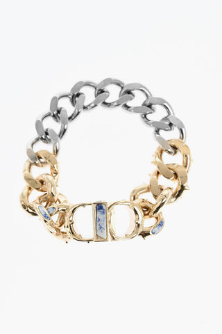 Two-Tone Brass Bracelet with Resin Details