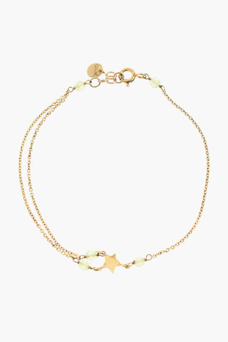 Bracciale in Metallo Effetto Dorato con Charm Stella e Perline