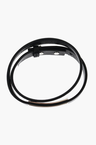 COUTURE Bracciale in Pelle a Doppio Giro con Logo Inciso