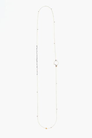 Gold and Silver Double Strand ANì Necklace with iolite and blue sapphire 