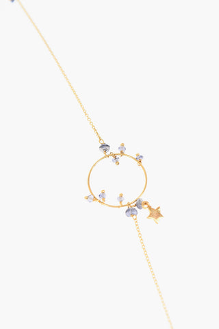 Gold and Silver Double Strand ANì Necklace with iolite and blue sapphire 