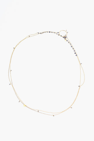 Gold and Silver Double Strand ANì Necklace with iolite and blue sapphire 