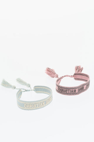 Set of 2 Fabric Bracelets with Embroidered Logo