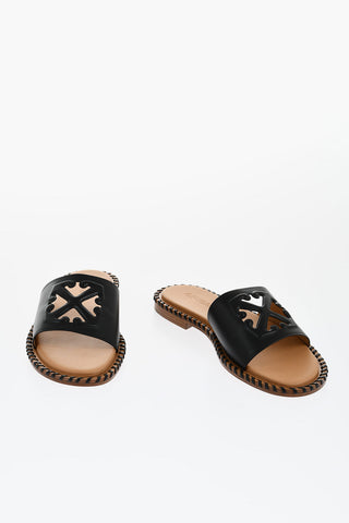 Leather TWIST Slides With Cut-Out Logo