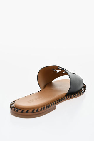 Leather TWIST Slides With Cut-Out Logo