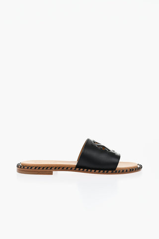 Leather TWIST Slides With Cut-Out Logo