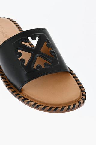 Leather TWIST Slides With Cut-Out Logo