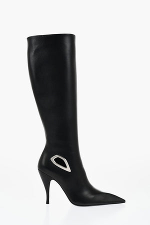 Hohe Lederstiefel Mit Cut-Out-Detail Und 11 cm Absatz