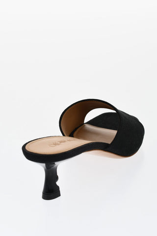 Open-Toe Linen Blend LOLLIPOP Mules Heel 5 cm