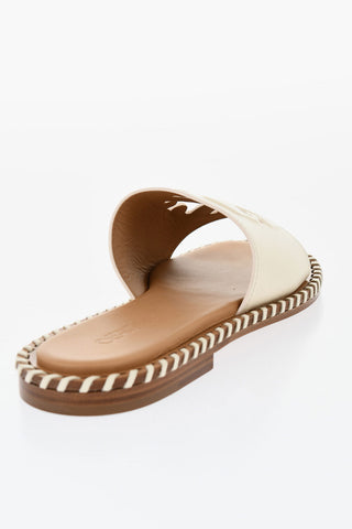 Leather TWIST Slides With Cut-Out Logo