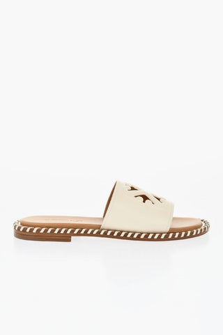 Leather TWIST Slides With Cut-Out Logo