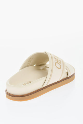 Leather Criss Cross CLOUD Logoed Slides