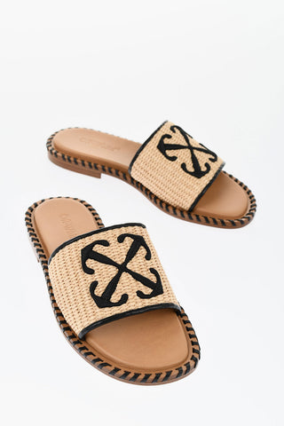 Slides TWIST In Raffia Con Logo Ricamato