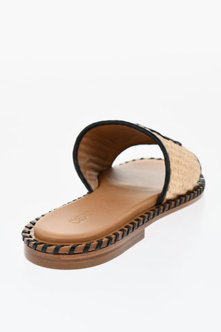 Slides TWIST In Raffia Con Logo Ricamato