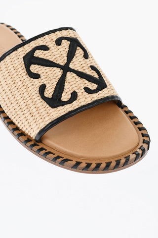 Slides TWIST In Raffia Con Logo Ricamato