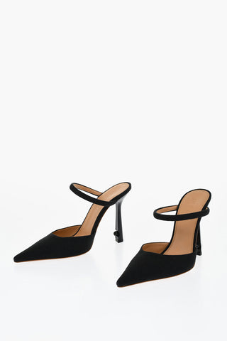 Pointed Linen Blend LOLLIPOP Mules Heel 11 cm