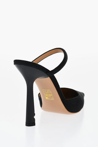 Pointed Linen Blend LOLLIPOP Mules Heel 11 cm