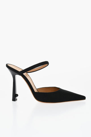 Pointed Linen Blend LOLLIPOP Mules Heel 11 cm