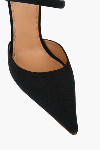 Pointed Linen Blend LOLLIPOP Mules Heel 11 cm