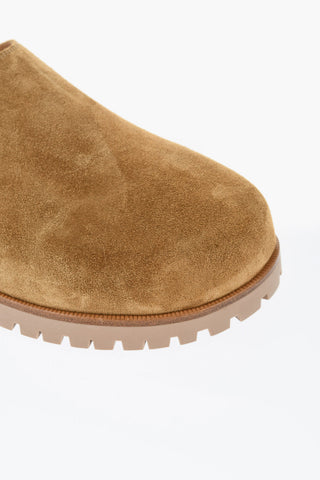 Suede METAL LOGO Mules with Rubber Sole