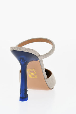 Pointed Linen Blend LOLLIPOP Mules Heel 11 cm