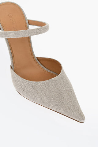 Pointed Linen Blend LOLLIPOP Mules Heel 11 cm
