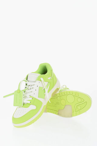 Leather OUT OF OFFICE Low-Top Sneakers With Neon Details