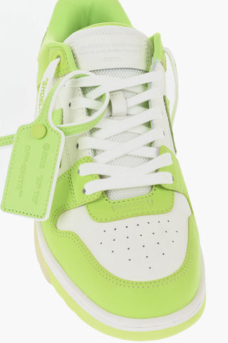 Leather OUT OF OFFICE Low-Top Sneakers With Neon Details