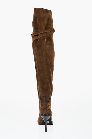 Suede FRINGES Over the Knee Lace-up Boots 10cm